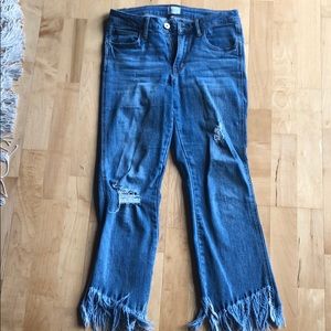 Boot cut fringe end jeans